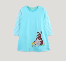 SC Kids Girl's Print Stripe Long Sleeve Dress GASD-1523