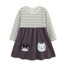 SC Kids Girl's Long Sleeve Stripe Print Dress GASD-1516
