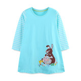 SC Kids Girl's Print Stripe Long Sleeve Dress GASD-1523