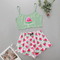 SC Watermelon Print Sling Loungewear Set GXMB-TL9446