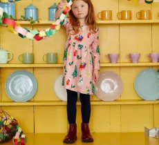 SC Kids Girl's Christmas Tree Print Long Sleeve Dress GASD-1544