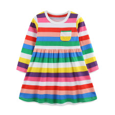 SC Kids Girl's Color Stripe Print Casual Dress GASD-1532