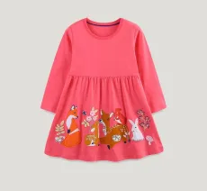 SC Kids Girl's Fashion Cartoon Animals Print Casual Dress GASD-1521
