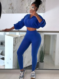 SC Hooded Long Sleeve Drawstring Tops Pants Suit CH-HR24059