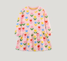 SC Kids Girl's Floral Printed O Neck Princess Dress GASD-1533