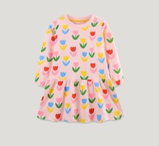 SC Kids Girl's Floral Printed O Neck Princess Dress GASD-1533