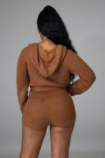 SC Fashion Zipper Hooded Sweater Romper GDYF-6694