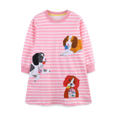 SC Kids Girl's Stripe Print Long Sleeve Casual Dress GASD-1520