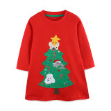 SC Kids Gril's Christmas Tree Embroidered Princess Dress GASD-1546