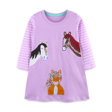 SC Kid Girl's Print Stripe Long Dress Casual Dress GASD-1526