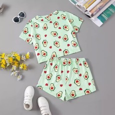 SC Casual Print Short Sleeve Shorts Loungewear Set GXMB-TL9835_GN