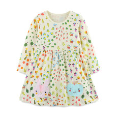 SC Kids Girl's Floral Round Neck Long Sleeve Princess Dress GASD-1550