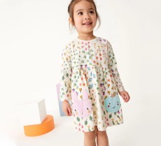 SC Kids Girl's Floral Round Neck Long Sleeve Princess Dress GASD-1550