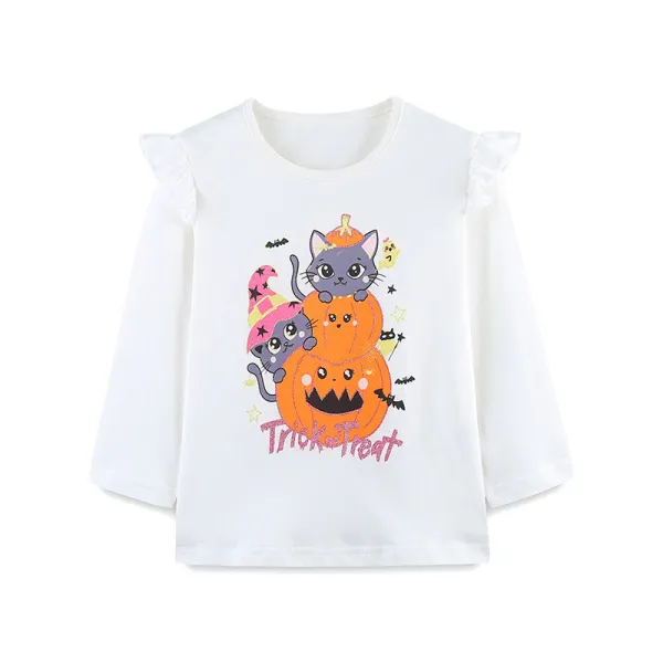 SC Halloween Kids Girls Long Sleeve Print T Shirt GASD-5390