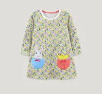 SC Kids Girl's Long Sleeve Floral Print Dress GASD-1524