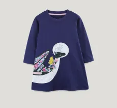 SC Kids Girl's Print Long Sleeve Casual Dress GASD-1528