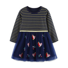 SC Kid Girl's Stripe Print Mesh Princess Dress GASD-1541