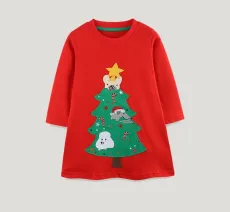 SC Kids Gril's Christmas Tree Embroidered Princess Dress GASD-1546