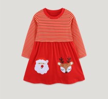 SC Kids Girl's Christmas Embroidered Stripe Princess Dress GASD-1540