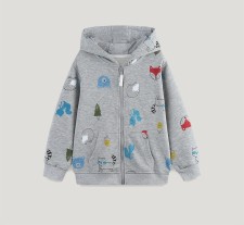 SC Kids Hooded Print Long Sleeve Coat GASD-6008