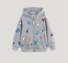 SC Kids Hooded Print Long Sleeve Coat GASD-6008