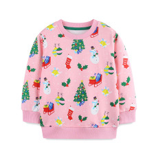 SC Kids Girl's Christmas Print O Neck Sweatshirt GASD-8222
