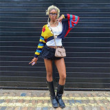 SC Colorful Letter Print Knits Short Coat DLSF-W24L52789