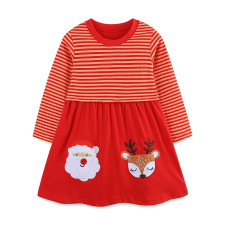 SC Kids Girl's Christmas Embroidered Stripe Princess Dress GASD-1540
