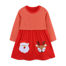 SC Kids Girl's Christmas Embroidered Stripe Princess Dress GASD-1540