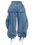 SC Drawstring Tie Up Bow Loose Jeans OD-D8708