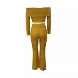 SC Solid Color One Shoulder Long Sleeve Pants Suit LSD-2217