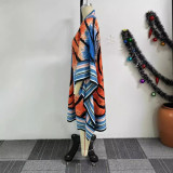 SC Printed Cardigan Drop Shoulder Bat Sleeve Jacket NY-10891