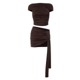 SC Pre Order: About 7 work days shipping Solid Color Slim Mini Skirt Two Piece Set YUEM-110706