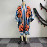 SC Printed Cardigan Drop Shoulder Bat Sleeve Jacket NY-10891