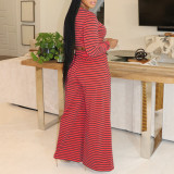SC Stripe Print Long Sleeve T Shirt Pants Suit AIL-286