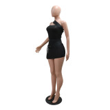 SC Slant Shoulder See-through Irregular Mini Dress(Without Panties) CYA-901414