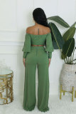 SC Solid Color Zipper Off Shoulder Two Piece Pants Set XHXF-8704