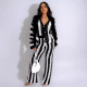 SC Stripe Color Block Knits Loose Two Piece Pants Set GYSF-8878