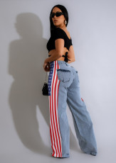 SC American Flag Print Wide Leg Jeans ZSD-0703
