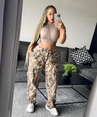 SC Tree Branch Printed Loose Straight Pants GSMJ-6969