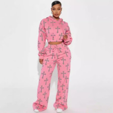 SC Fashion Print Hooded Sport Long Sleeve Suit GBGF-5041