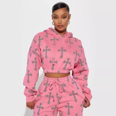 SC Fashion Print Hooded Sport Long Sleeve Suit GBGF-5041