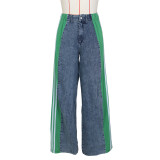 SC Spliced Three-stripe Wide-leg Jeans ZSD-0668