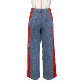 SC Spliced Three-stripe Wide-leg Jeans ZSD-0668