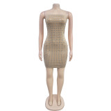 SC Solid Color Hot Drill Wrap Mini Dress BY-7079