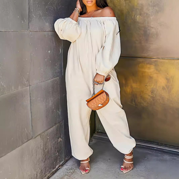 SC One Shoulder Solid Wide Leg Jumpsuit GFDY-1312