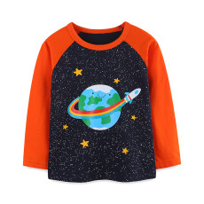 SC Kids Boys Fashion Planet Print Long Sleeve T-Shirt GASD-5395
