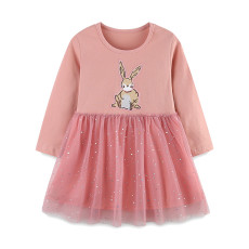 SC Kids Girls Long Sleeve Mesh Embroidered Princess Dress GASD-1567