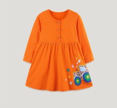 SC Kids Girls Long Sleeve Polka Dot Princess Dress GASD-1558