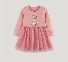 SC Kids Girls Long Sleeve Mesh Embroidered Princess Dress GASD-1567